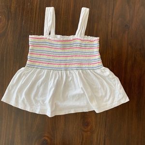 Gap girls smocked rainbow and white tank top